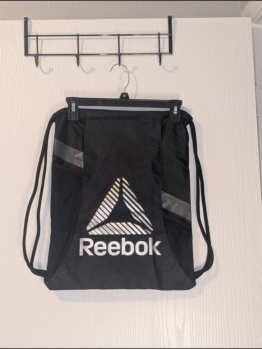 Reebok Black Drawstring Backpack with White Logo